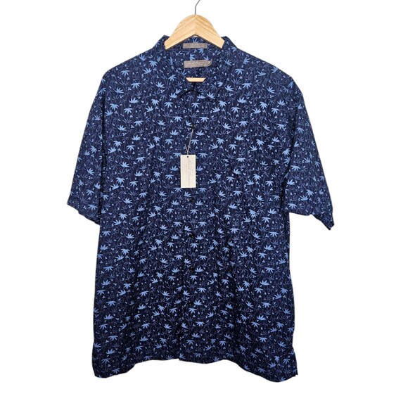 DANIEL CREMIEUX Casual Shirt Short Sleeve Button Up Men's XL Blue Hemp Plants - Picture 1 of 8